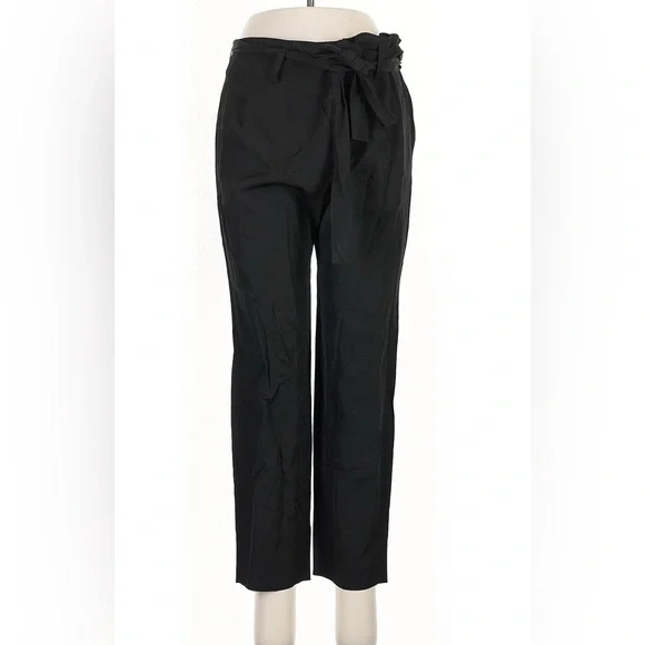 Nili Lotan Slouchy Crop Wrap Tie Belt Linen Blend Pants Trousers Black Sz‎ 6 - Picture 2 of 10